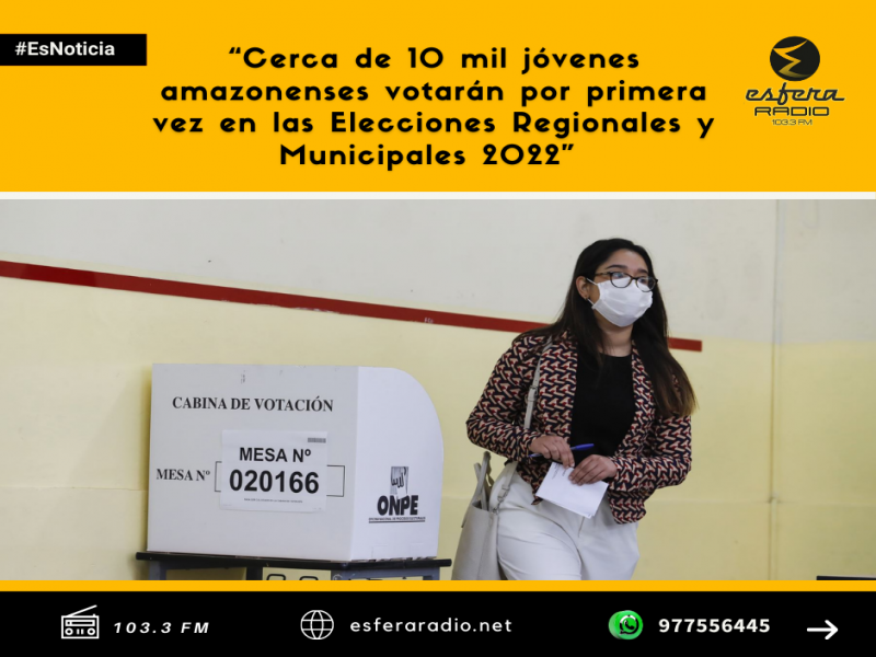 Cerca de 10 mil jóvenes amazonenses votarán por primera vez en las Elecciones Regionales y Municipales 2022. 